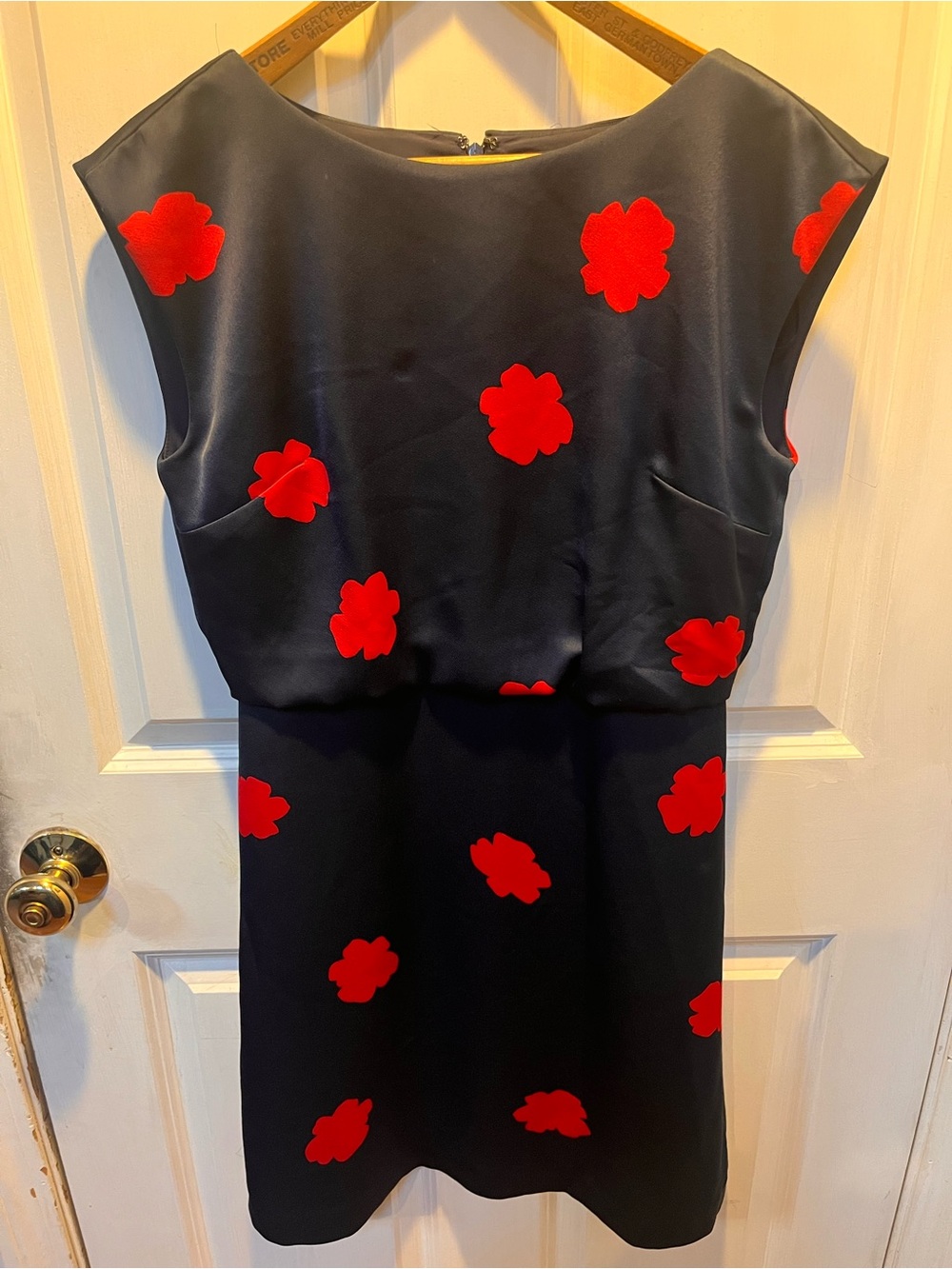 Banana Republic Black Dress with Red Floral Accents